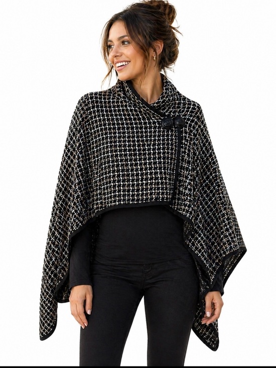 Jones New York Jackets & Blazers - Jones New York Cape, side toggle closure. Blue, white and tan, women’s one size.